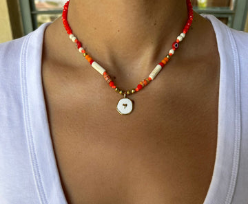 Limited Edition Orange and White bead necklace