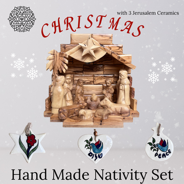 Christmas Nativity Set and Jerusalem Ceramics Trio