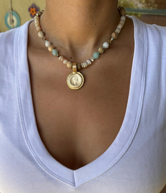 Limited Edition Jasper seashell necklace