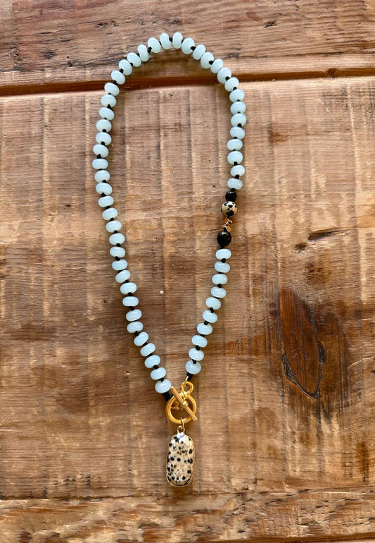 Limited edition Light Blue Agate stone necklace