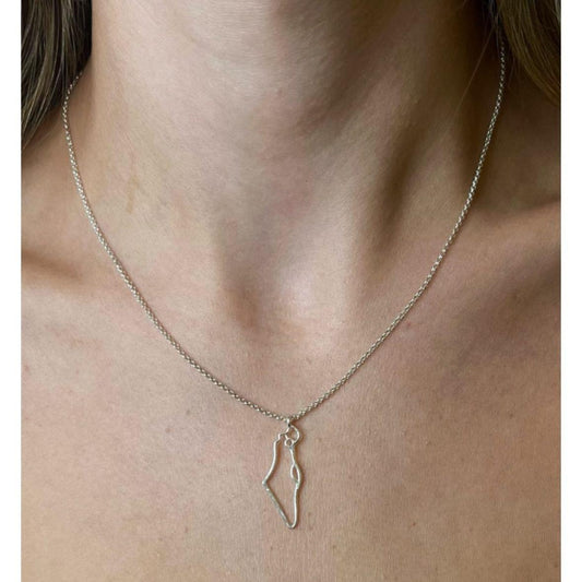 Map of Israel Silver Necklace